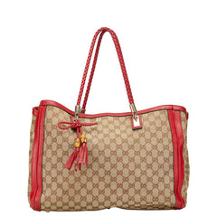 グッチ GGキャンバス バンブー タッセル トートバッグ 269945 ベージュ レッド キャンバス レザー レディース GUCCI 【中古】