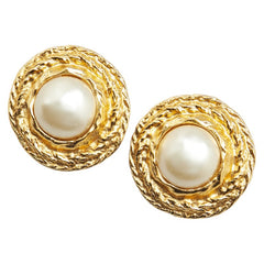 シャネル ラウンド イヤリング ゴールド メッキ フェイクパール レディース CHANEL 【中古】
