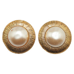 シャネル ラウンド イヤリング ゴールド メッキ フェイクパール レディース CHANEL 【中古】