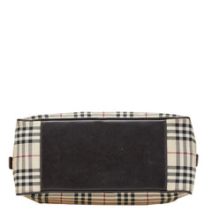 バーバリー ノバチェック ハンドバッグ ベージュ ブラウン キャンバス レザー レディース BURBERRY 【中古】