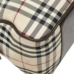 バーバリー ノバチェック ハンドバッグ ベージュ ブラウン キャンバス レザー レディース BURBERRY 【中古】