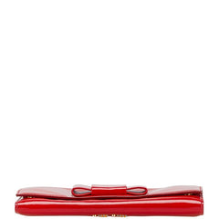 ミュウミュウ リボン 長財布 レッド エナメル レディース MIUMIU 【中古】