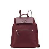 トリーバーチ リュック バックパック ワインレッド ボルドー ナイロン レザー レディース Tory Burch 【中古】