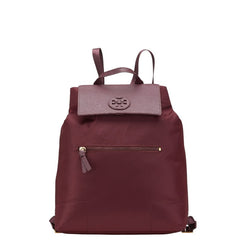 トリーバーチ リュック バックパック ワインレッド ボルドー ナイロン レザー レディース Tory Burch 【中古】
