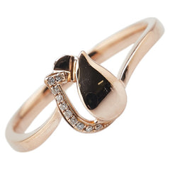 K18PG ピンクゴールド ダイヤ0.022ct チェーリップ モチーフ リング 指輪 レディース 12.5号 【中古】