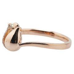 K18PG ピンクゴールド ダイヤ0.022ct チェーリップ モチーフ リング 指輪 レディース 12.5号 【中古】