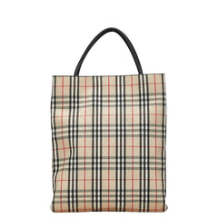 バーバリー ノバチェック ハンドバッグ トートバッグ ベージュ マルチカラー キャンバス レザー レディース BURBERRY 【中古】