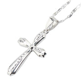 K14WG ホワイトゴールド クロス 十字架 モチーフ ペンダントネックレス レディース 【中古】