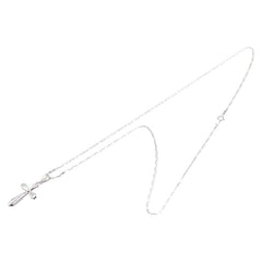 K14WG ホワイトゴールド クロス 十字架 モチーフ ペンダントネックレス レディース 【中古】