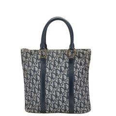 ディオール トロッター ハンドバッグ ネイビー ベージュ キャンバス レザー レディース Dior 【中古】