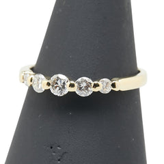 K18YG イエローゴールド ダイヤ0.30ct 一文字 リング 指輪 レディース 8号 【中古】