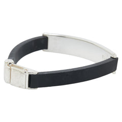 グッチ IDブレスレット シルバー ブラック SV925 シルバー ラバー レディース GUCCI 【中古】