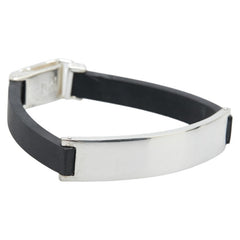 グッチ IDブレスレット シルバー ブラック SV925 シルバー ラバー レディース GUCCI 【中古】