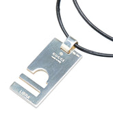 グッチ LIBRA 天秤座 てんびん座 ネックレス シルバー ブラック SV925 シルバー レザー レディース GUCCI 【中古】