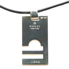 グッチ LIBRA 天秤座 てんびん座 ネックレス シルバー ブラック SV925 シルバー レザー レディース GUCCI 【中古】