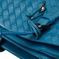 ボッテガヴェネタ イントレチャート ハンドバッグ トートバッグ ブルー レザー レディース BOTTEGAVENETA 【中古】