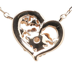 ヨンドシー K10PG ピンクゴールド ダイヤ ハート モチーフ ペンダントネックレス レディース 4℃ 【中古】