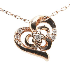 ヨンドシー K10PG ピンクゴールド ダイヤ ハート モチーフ ペンダントネックレス レディース 4℃ 【中古】