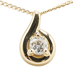 K18YG イエローゴールド ダイヤ0.13ct 1P プチ ペンダントネックレス レディース 【中古】