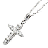 K18WG ホワイトゴールド ダイヤ クロス 十字架 モチーフ ペンダントネックレス レディース 【中古】