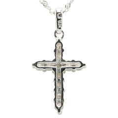 K18WG ホワイトゴールド ダイヤ クロス 十字架 モチーフ ペンダントネックレス レディース 【中古】