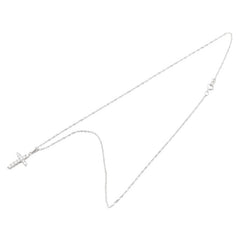 K18WG ホワイトゴールド ダイヤ クロス 十字架 モチーフ ペンダントネックレス レディース 【中古】