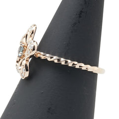 K18PG ピンクゴールド アレキサンドライト0.14ct ダイヤ0.14ct 花 フラワー モチーフ リング 指輪 レディース 10号 【中古】