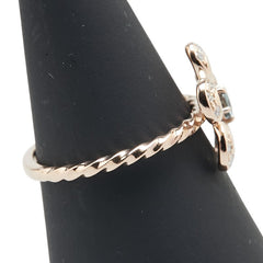 K18PG ピンクゴールド アレキサンドライト0.14ct ダイヤ0.14ct 花 フラワー モチーフ リング 指輪 レディース 10号 【中古】