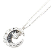 K18WG ホワイトゴールド ダイヤ0.36ct ムーン 三日月 モチーフ ペンダントネックレス レディース 【中古】
