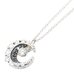 K18WG ホワイトゴールド ダイヤ0.36ct ムーン 三日月 モチーフ ペンダントネックレス レディース 【中古】