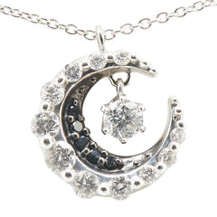 K18WG ホワイトゴールド ダイヤ0.36ct ムーン 三日月 モチーフ ペンダントネックレス レディース 【中古】