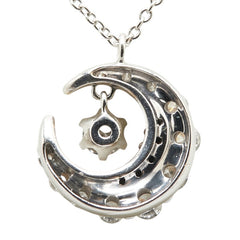 K18WG ホワイトゴールド ダイヤ0.36ct ムーン 三日月 モチーフ ペンダントネックレス レディース 【中古】