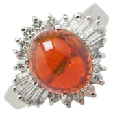 Pt900 プラチナ ファイアオパール2.50ct ダイヤ0.42ct カボションカット リング 指輪 レディース 7号 【中古】