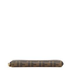 フェンディ ズッカ ラウンドファスナー 長財布 8M0024 ブラウン イエロー PVC レディース FENDI 【中古】