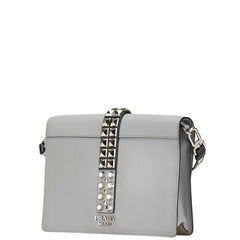 プラダ スタッズ 斜め掛け ショルダーバッグ グレー レザー レディース PRADA 【中古】