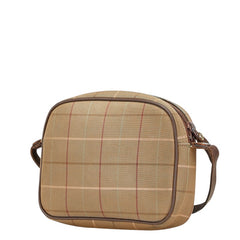 バーバリー チェック 斜め掛け ショルダーバッグ カーキ ブラウン マルチカラー レザー ナイロンキャンバス レディース BURBERRY 【中古】