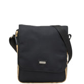 バーバリー ノバチェック ショルダーバッグ ブラック ベージュ ナイロン レザー レディース BURBERRY 【中古】