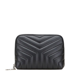 サンローラン キルティング ポーチ コスメポーチ 504665 ブラック レザー レディース SAINT LAURENT 【中古】