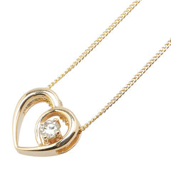 K18YG イエローゴールド ダイヤ0.11ct ハート モチーフ ペンダントネックレス レディース 【中古】