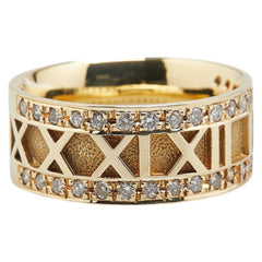 K18YG イエローゴールド ダイヤ0.47ct ローマ数字 刻印 リング 指輪 レディース 11号 【中古】