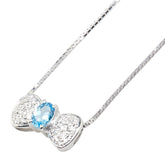 K18WG ホワイトゴールド ダイヤ0.16ct リボン モチーフ ネックレス レディース 【中古】