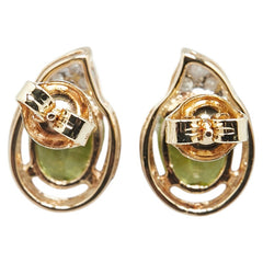 K14YG イエローゴールド ペリドット ダイヤ 雫 モチーフ スタッド ピアス レディース 【中古】