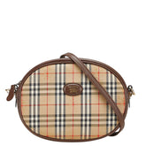 バーバリー ノバチェック シャドーホース ショルダーバッグ ベージュ ブラウン キャンバス レザー レディース BURBERRY 【中古】