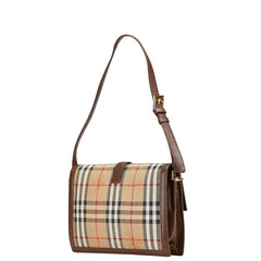 バーバリー ノバチェック シャドーホース ワンショルダーバッグ ベージュ ブラウン キャンバス レザー レディース BURBERRY 【中古】