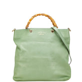 グッチ バンブー ハンドバッグ ショルダーバッグ 2WAY 323663 グリーン レザー レディース GUCCI 【中古】