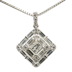 Pt900 プラチナ Pt850 プラチナ ダイヤ0.18ct ダイヤ0.43ct ペンダントネックレス レディース 【中古】