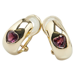 K18YG イエローゴールド ガーネット ハート モチーフ ピアス レディース 【中古】