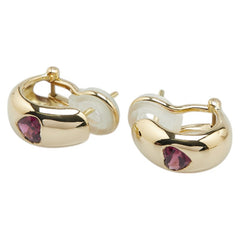 K18YG イエローゴールド ガーネット ハート モチーフ ピアス レディース 【中古】