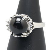 Pt900 プラチナ ブラックスターサファイア ダイヤ0.12ct リング 指輪 レディース 14.5号 【中古】
