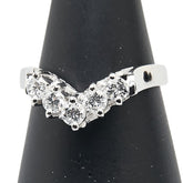 Pt850 プラチナ ダイヤ0.45ct V字 リング 指輪 レディース 12号 【中古】
